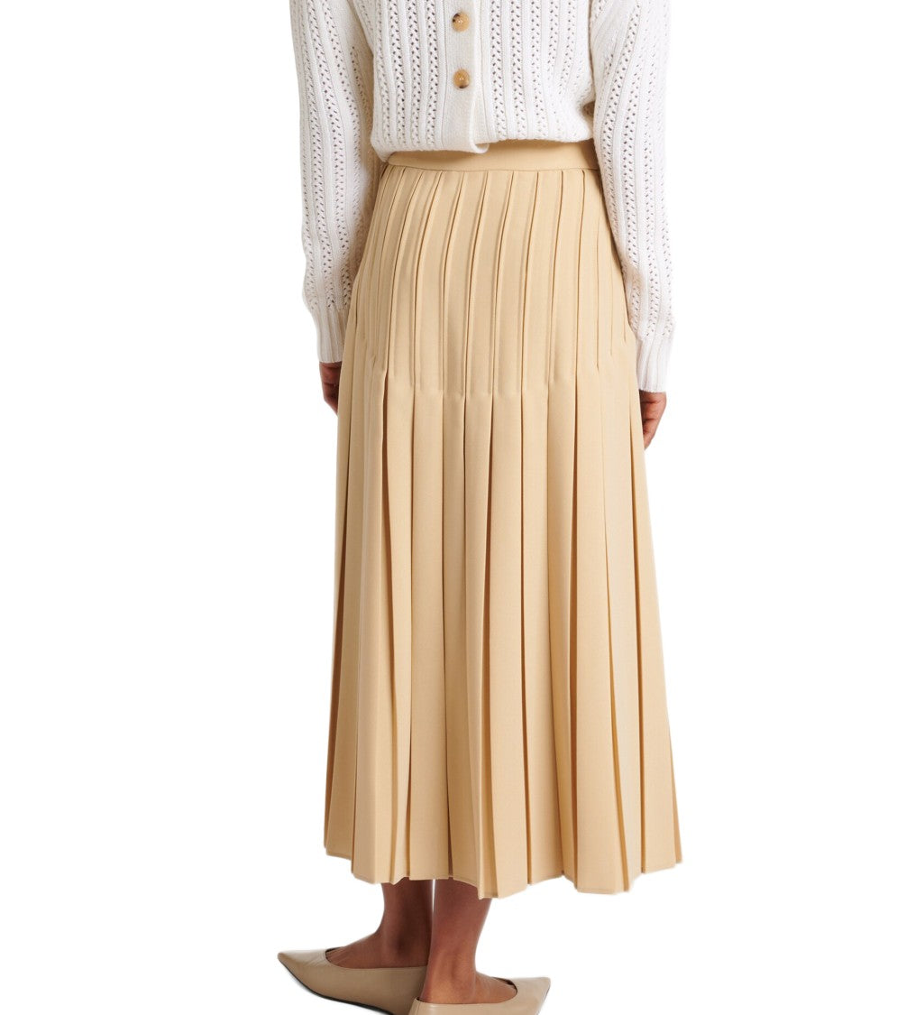 Max Mara Pleated Midi Skirt With Smooth Waistband