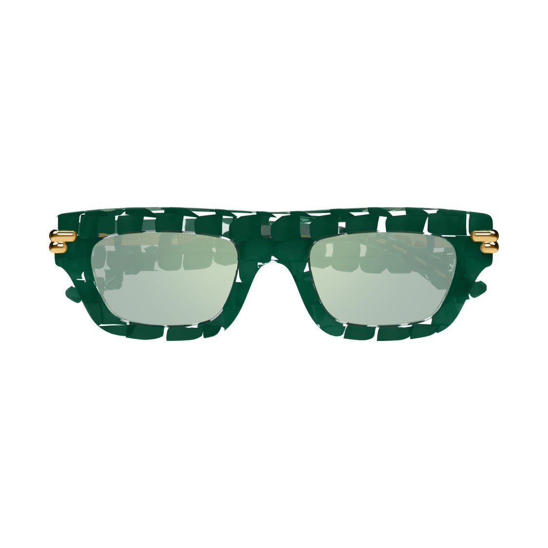Bottega Veneta Checkered Pattern Sunglasses With Gold Accents