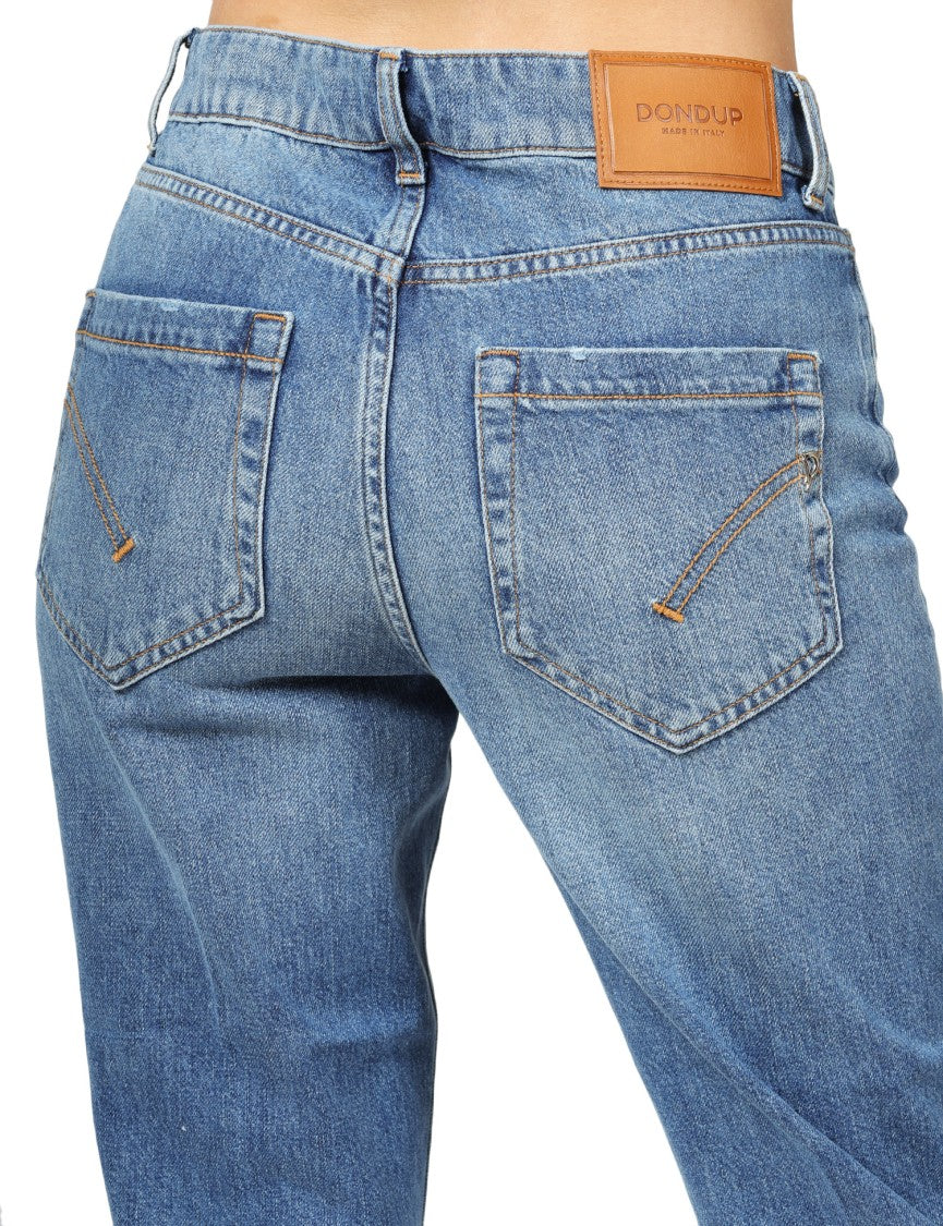 Dondup Mid-Rise Jeans With Metallic Buttons And Rolled Cuffs