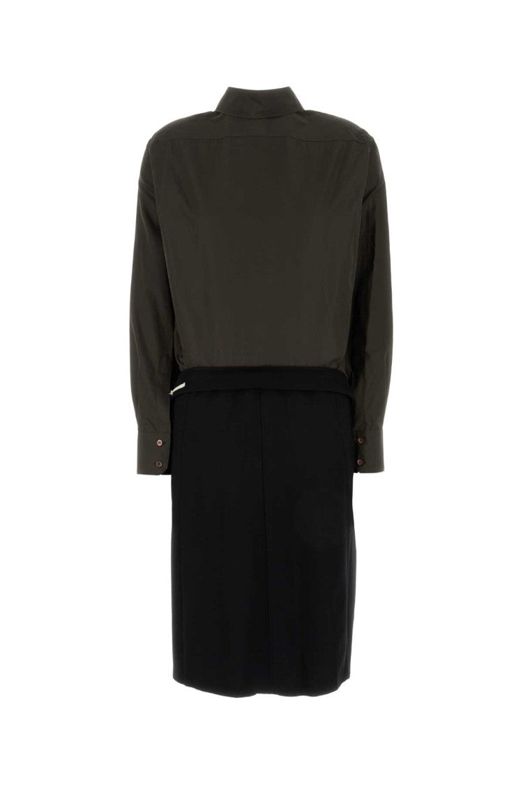 Maison Margiela Two-Tone Poplin And Wool Shirt Dress