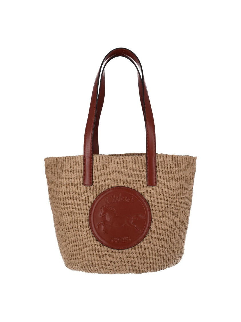 Chloé Medium Raffia Tote With Leather Handles
