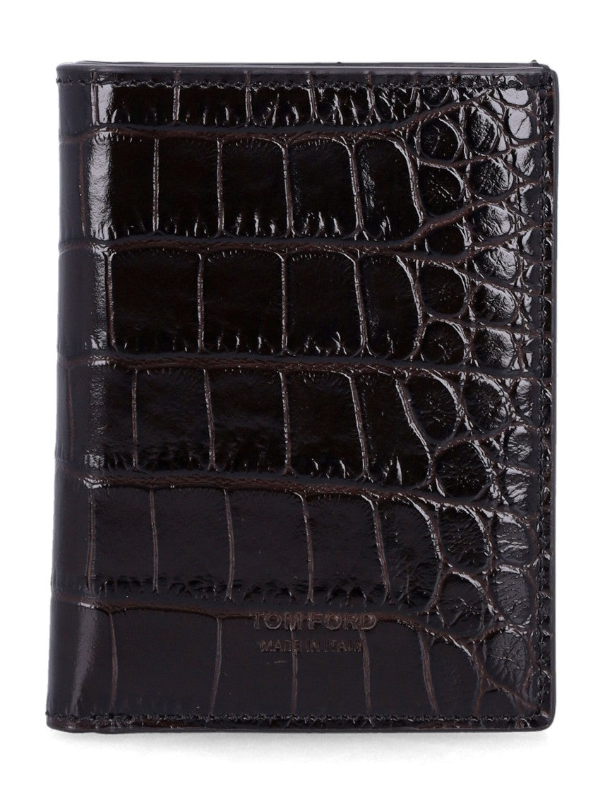 Tom Ford Green Croc-Embossed Leather Cardholder
