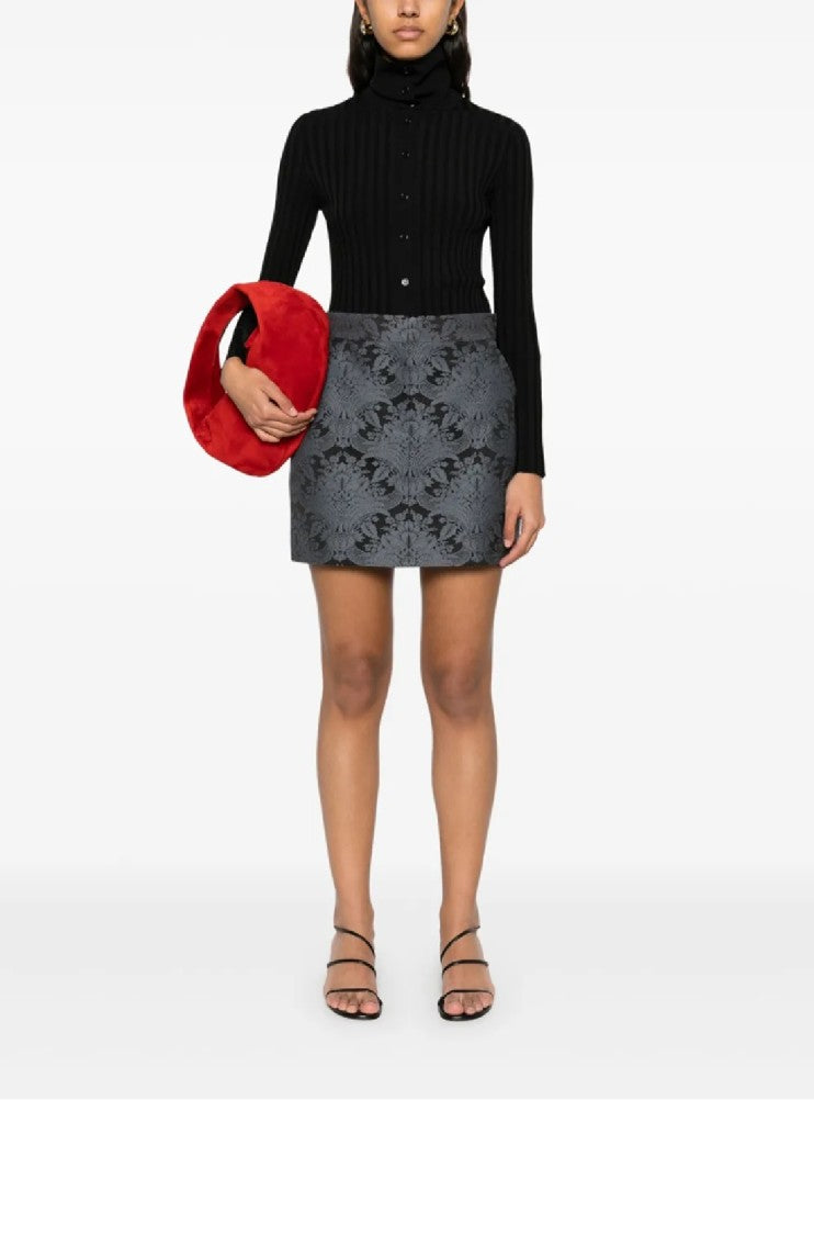 Max Mara Floral Patterned Mini Skirt With Textured Finish