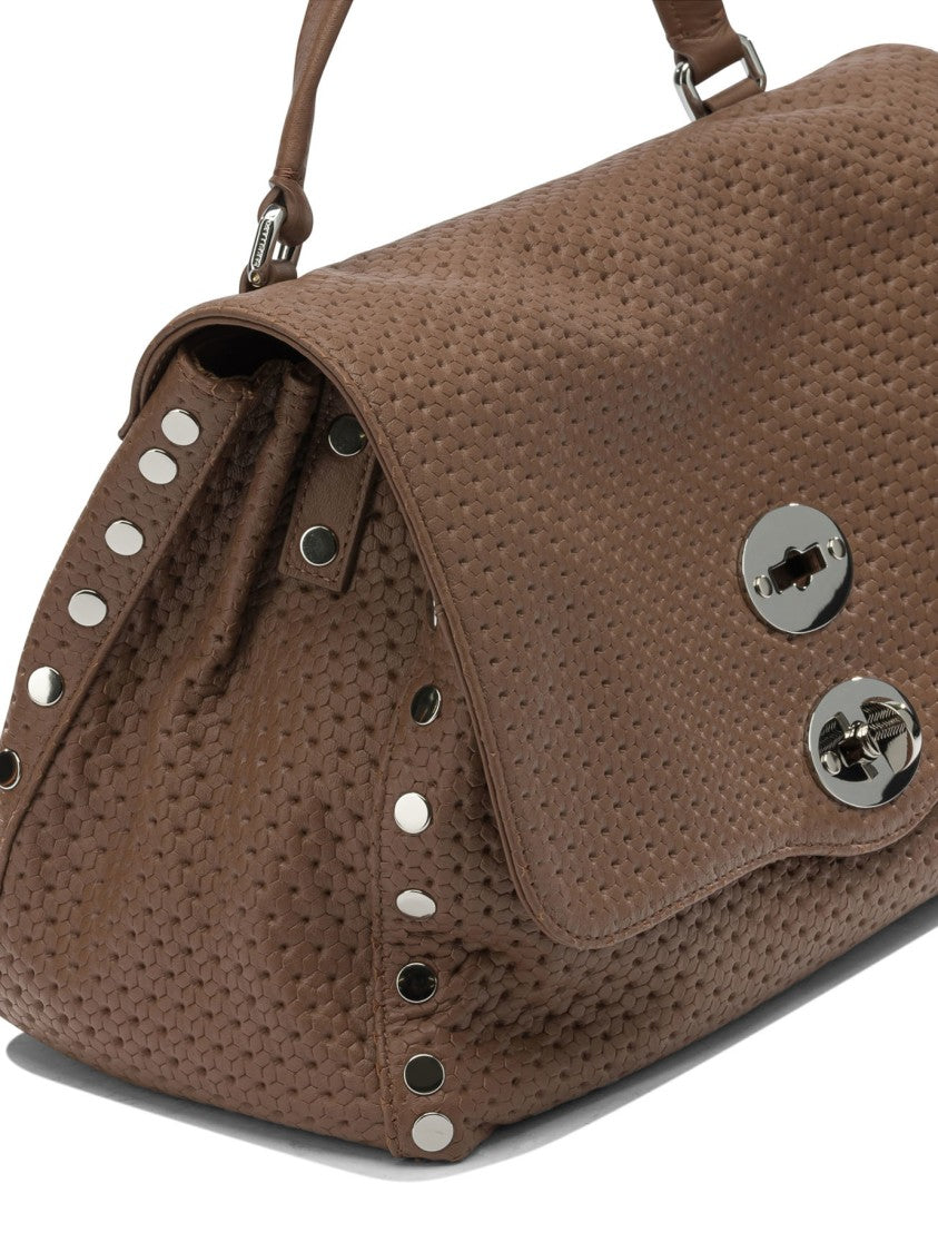 Zanellato Structured Perforated Leather Handbag With Silver-Tone Details