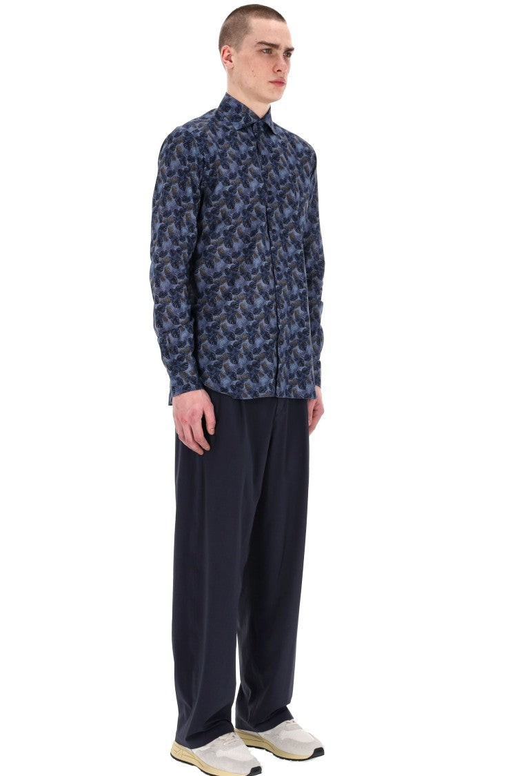Barba Floral Print Linen Tailored Shirt Line Dandylife