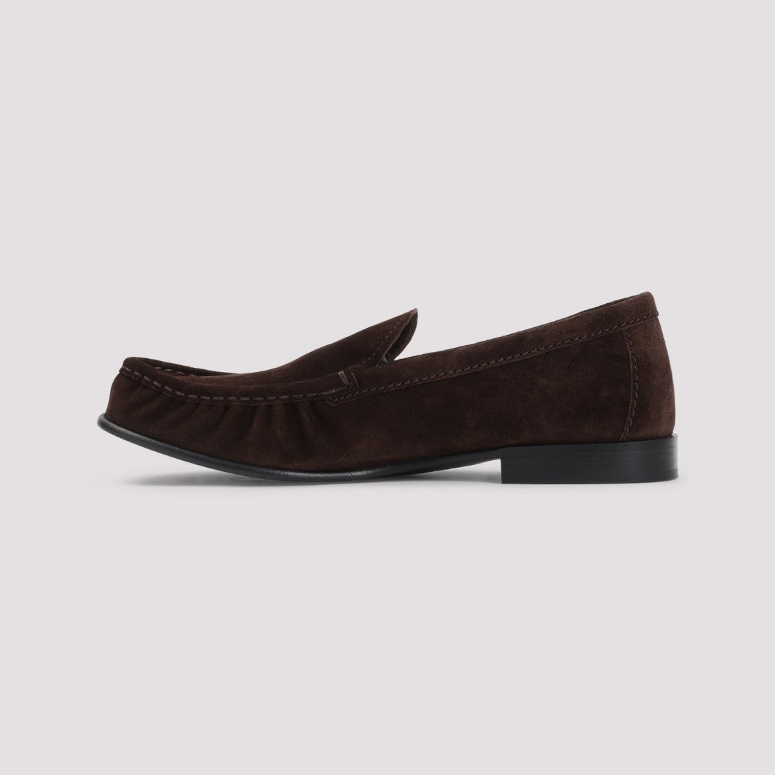 Miu Miu Brown Suede Loafers With Gathered Detailing