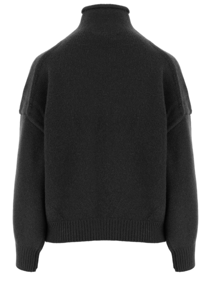 Arch4 Black All-Over Knit Cashmere Turtleneck Sweater