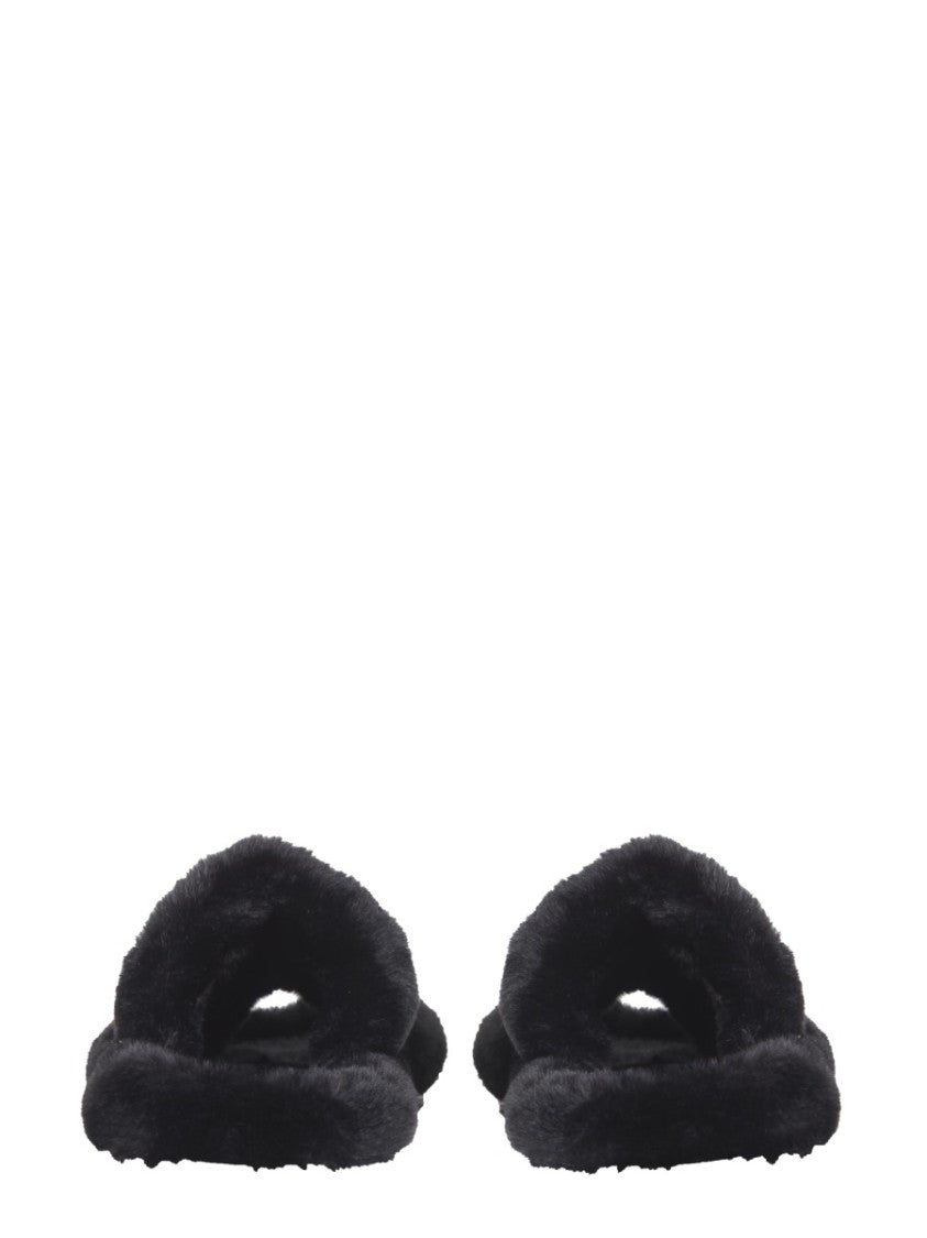 Dolce & Gabbana Faux Fur Footbed Slip-On Sandals