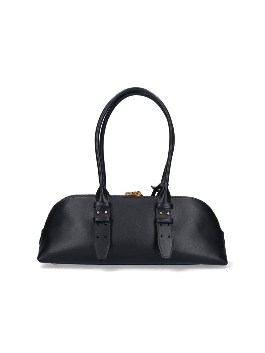 Pinko Structured Black Handbag With Versatile Carrying Options