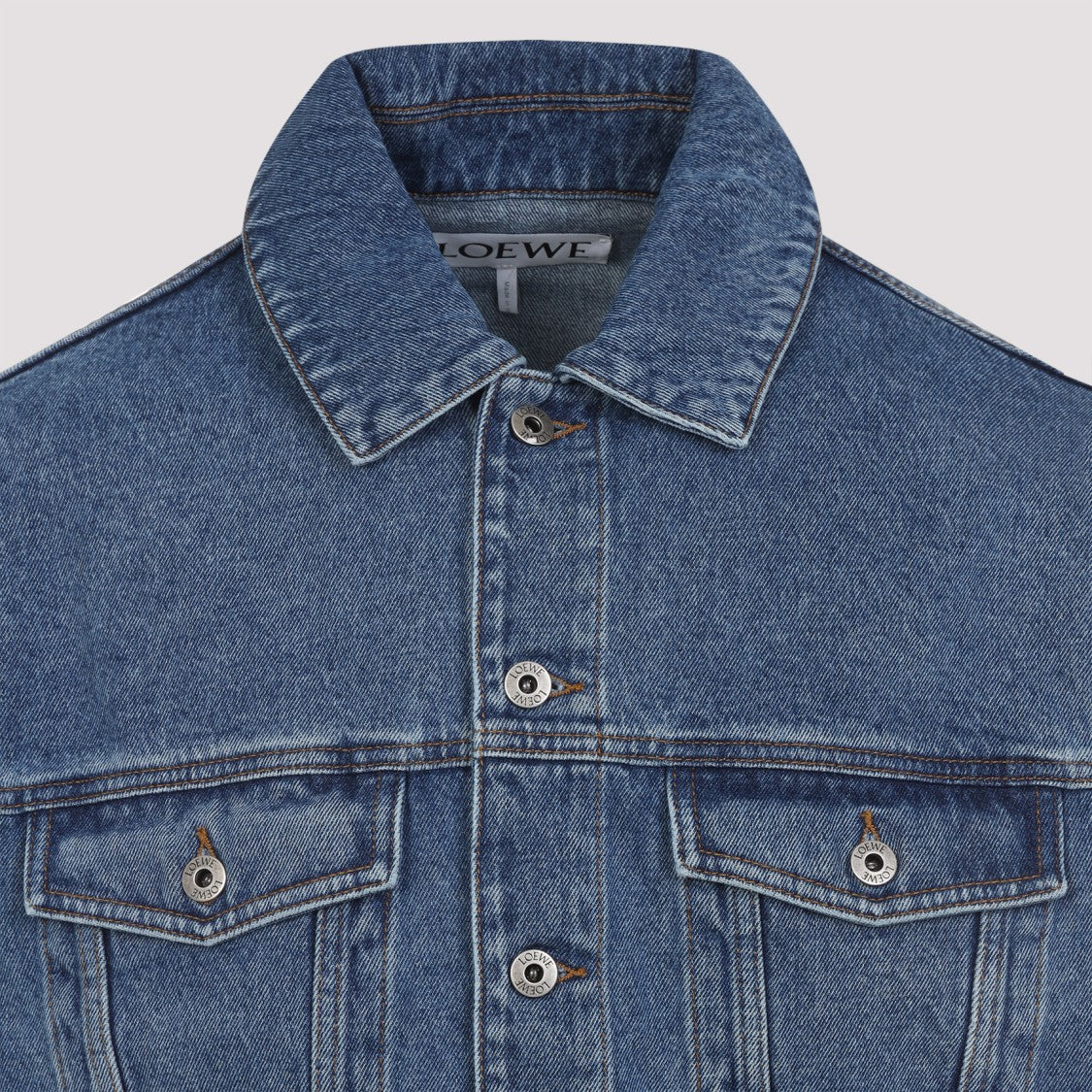 Loewe Calfskin-Blend Denim Jacket With Embroidered Detail