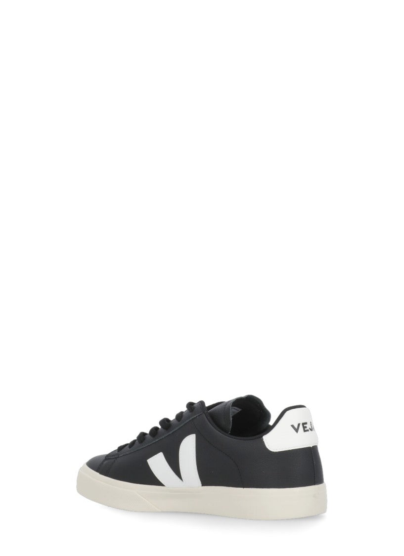 Veja Black Veja Leather Campo Sneakers With Contrasting V Logo