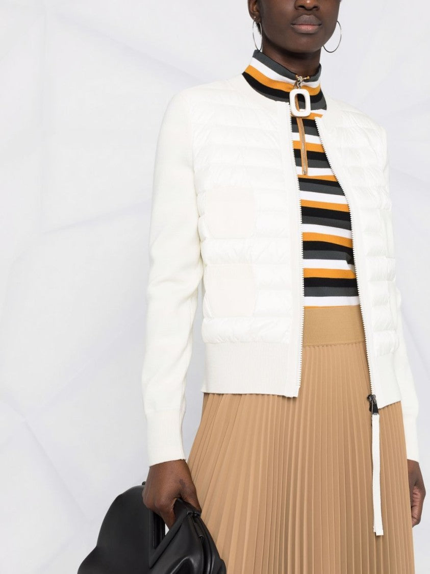 Moncler Quilted Interlock Knit Wool Zip-Through Knit