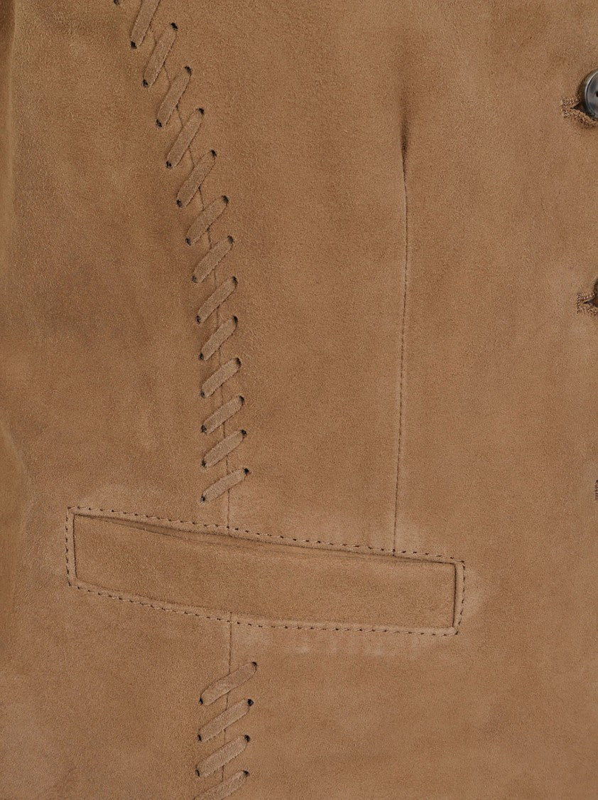 Max Mara Sleeveless Goat Leather Jacket With Tailored Fit And Front Pockets