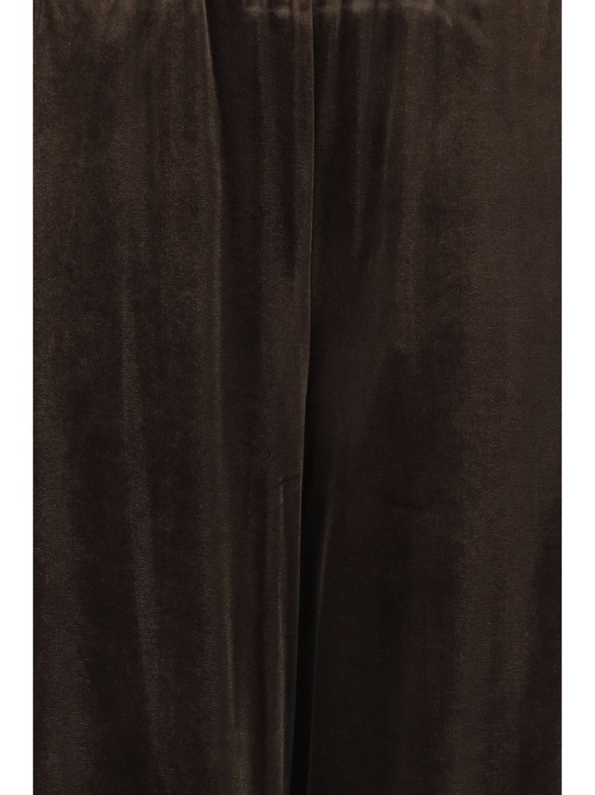 Don't @ Me Brown Cropped Elastic Waistband Stretch Nylon Pants