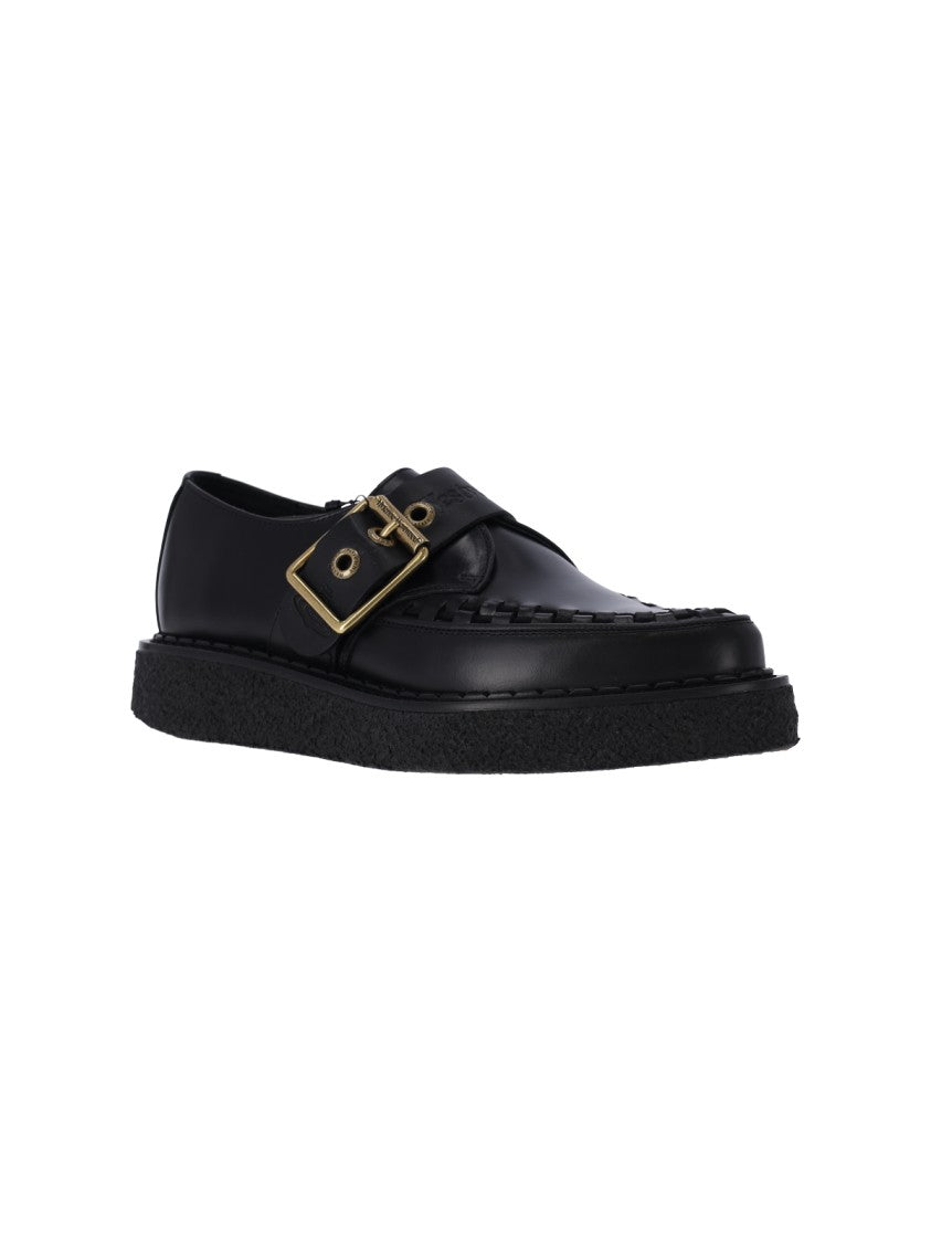 Vivienne Westwood Black Woven Detail Buckle Flat Shoes