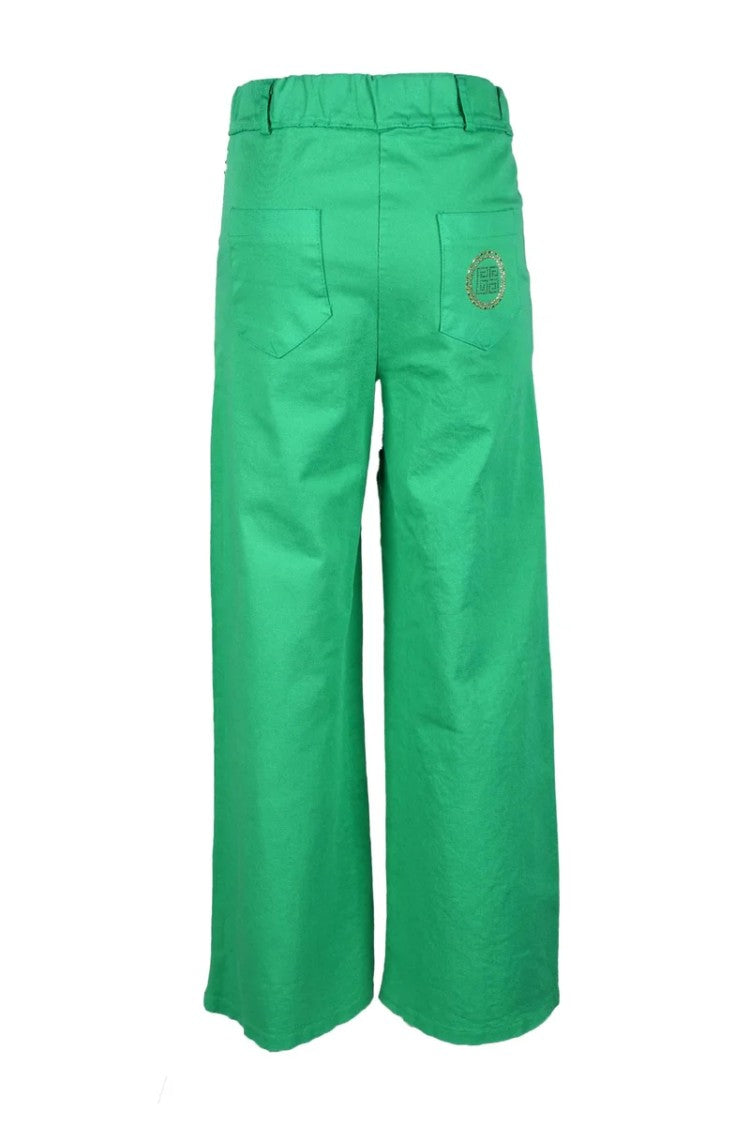Marci By Gil Santucci Wide-Leg Cropped Trousers With Classic Waistband And Decorative Detail