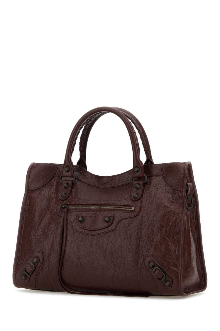 Balenciaga Burgundy Leather Medium Le City Handbag