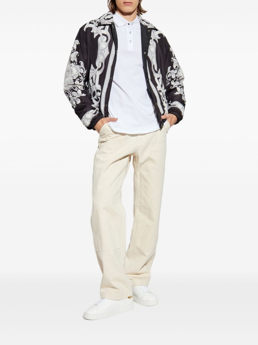 Versace Black Press-Stud Drawstring Hem Jacket