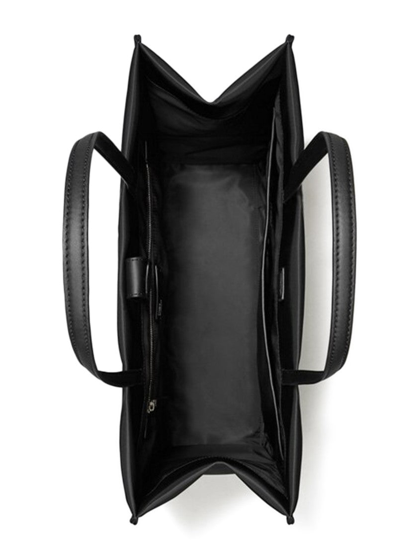 Tory Burch Spacious Black Tote With Embossed Logo And Sturdy Handles