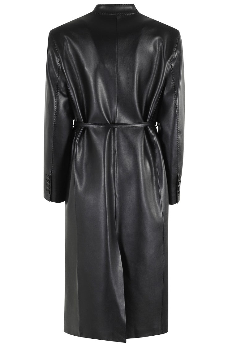 Isabelle Blanche Faux Leather Coat With Three-Quarter Sleeves
