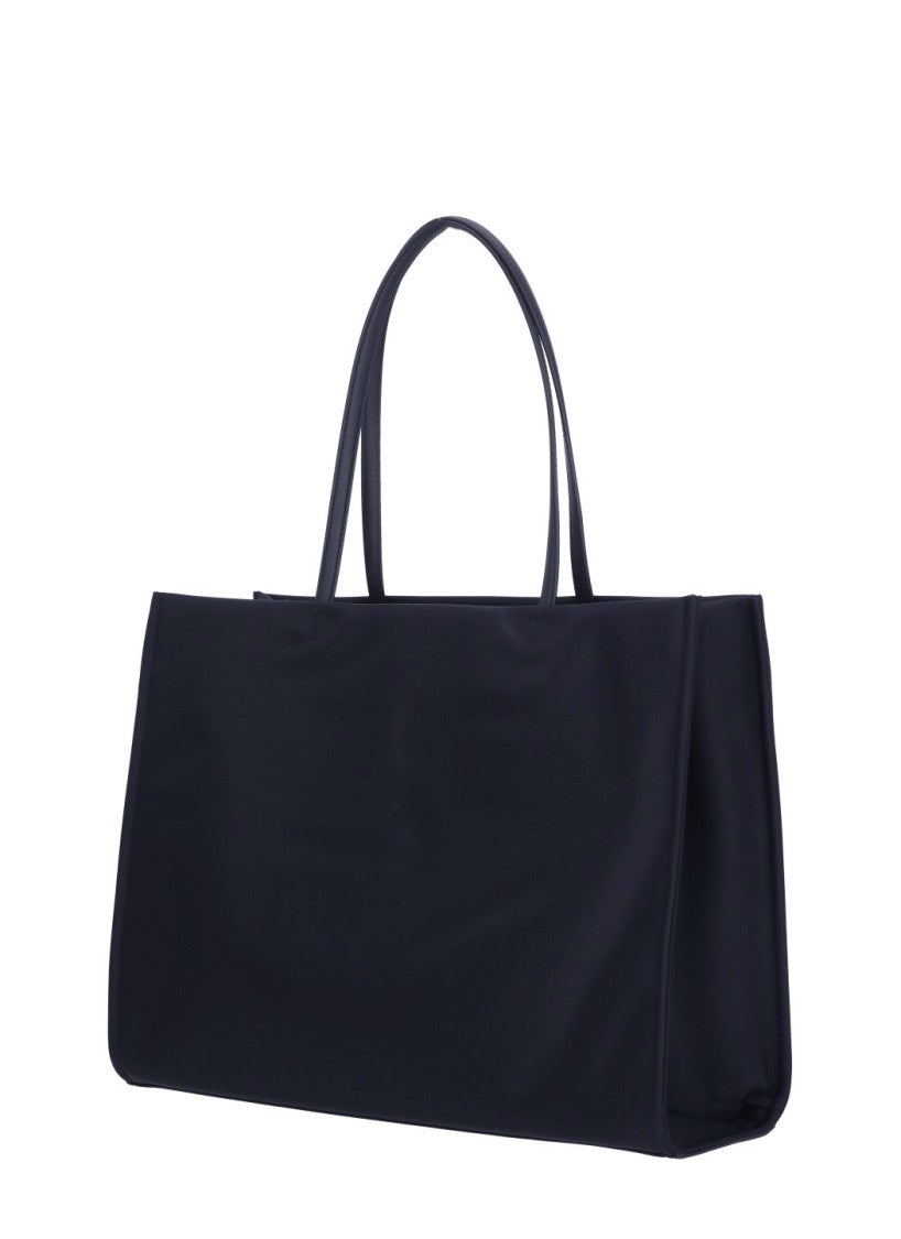 Tory Burch Rectangular Deep Blue Synthetic Leather Shopping Bag