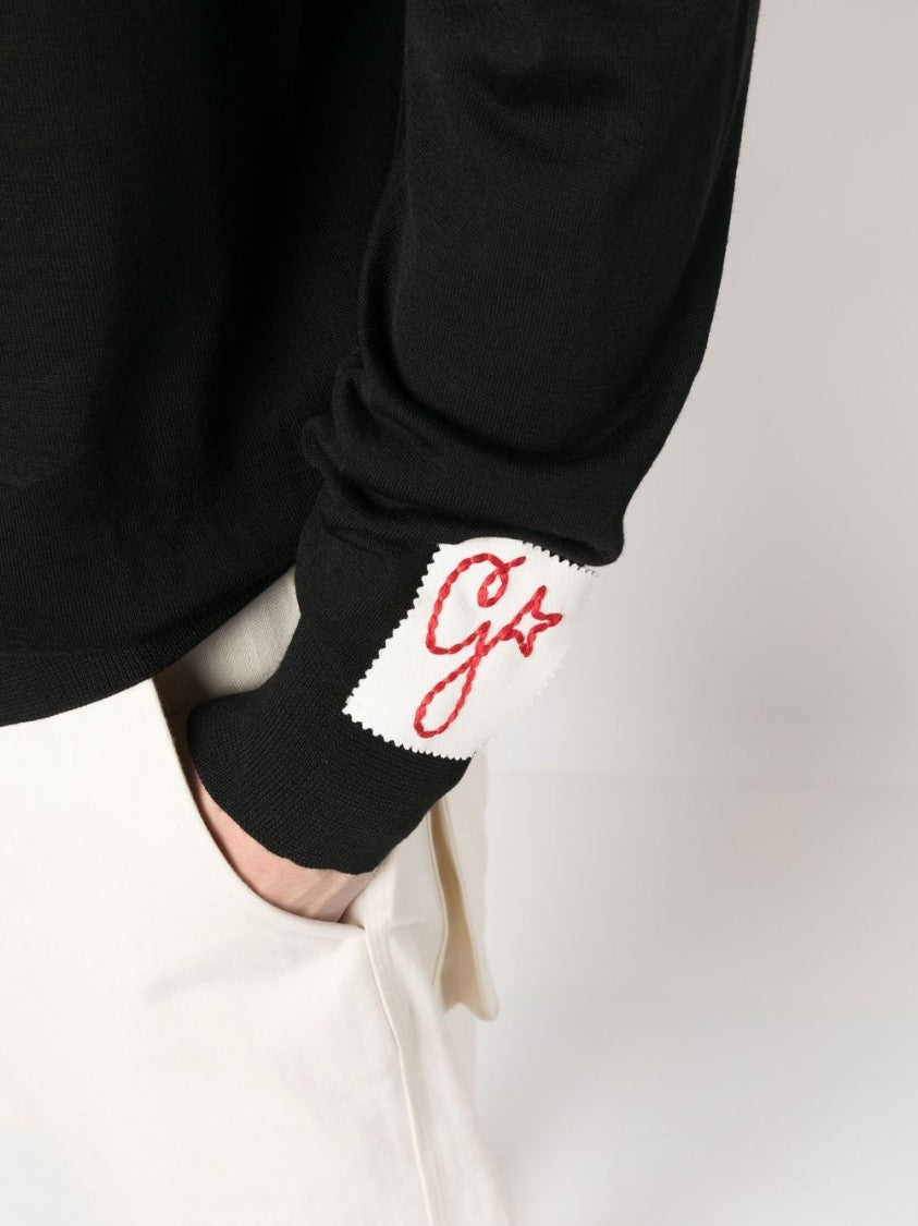 Golden Goose Knitted Virgin Wool Polo With Classic Collar And Long Sleeves