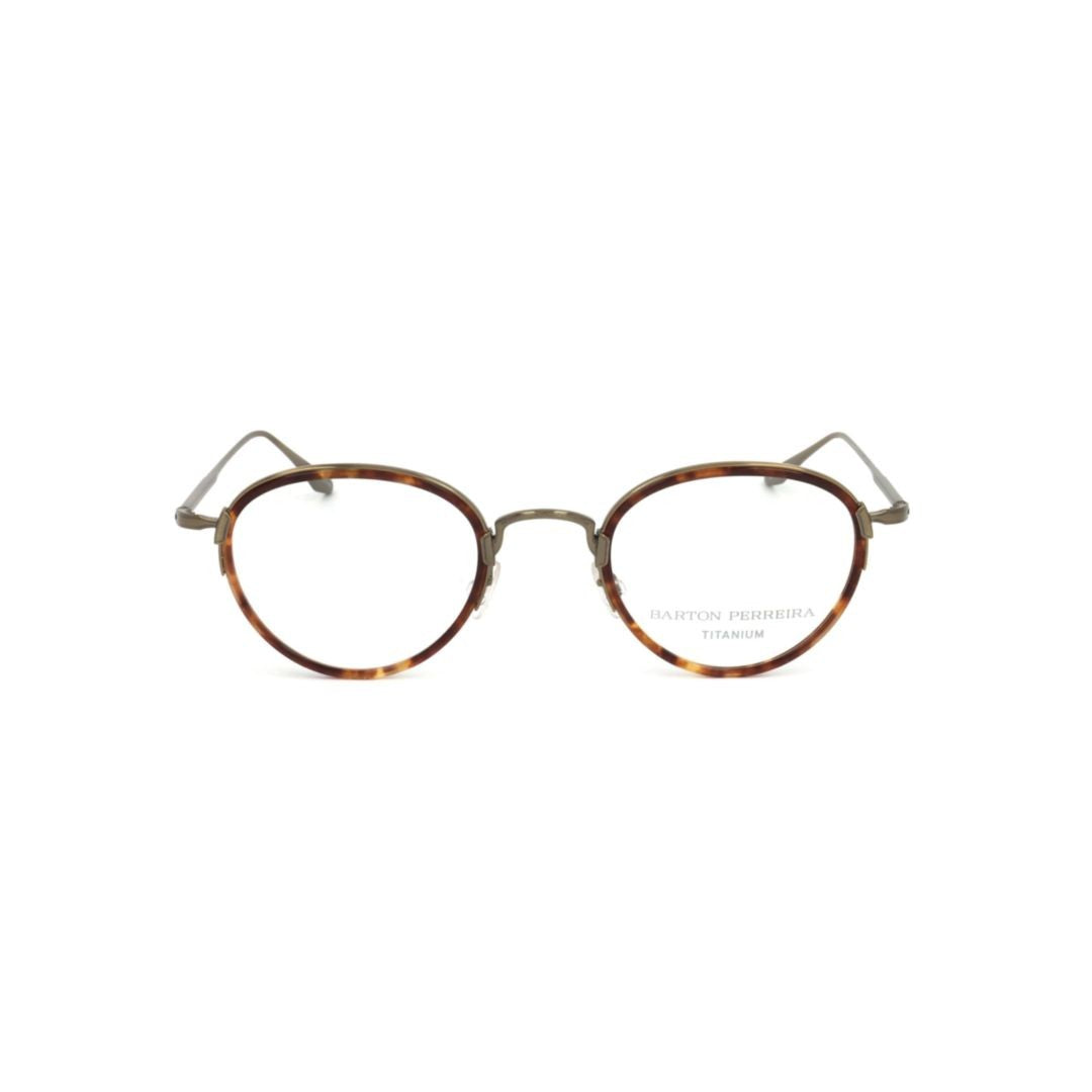 Barton Perreira Bp5003 480Lz Tortoiseshell Round Frame Eyeglasses With Metallic Temples