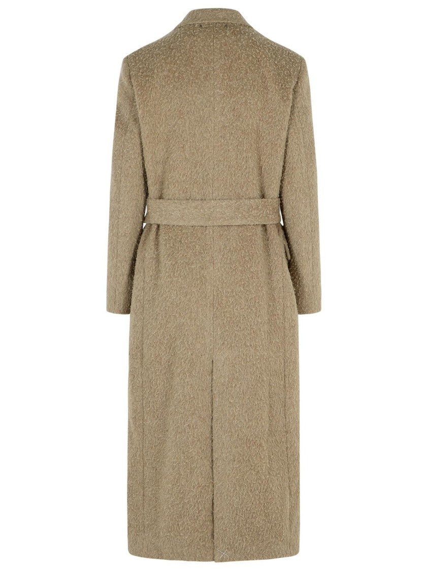 Golden Goose Double-Breasted Coat In Beige Wool Blend