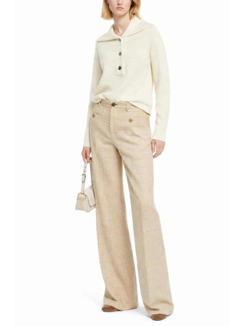 Gucci High-Waisted Wide-Leg Tailored Pants With Checkered Pattern