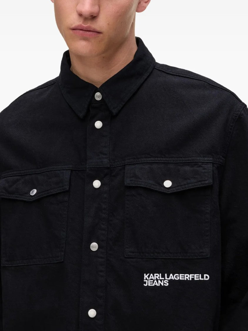 Karl Lagerfeld Fitted Black Knit Top With Smooth Texture