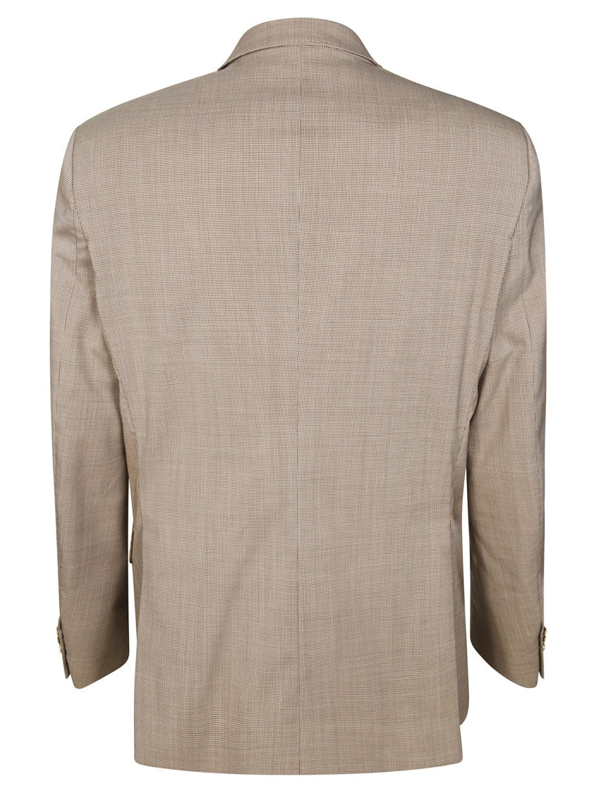 Marsem Checkered Beige Six Button Suit