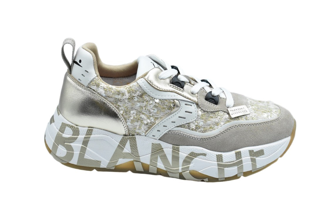 Voile Blanche Beige Technical Fabric Suede Double-Height Sneakers