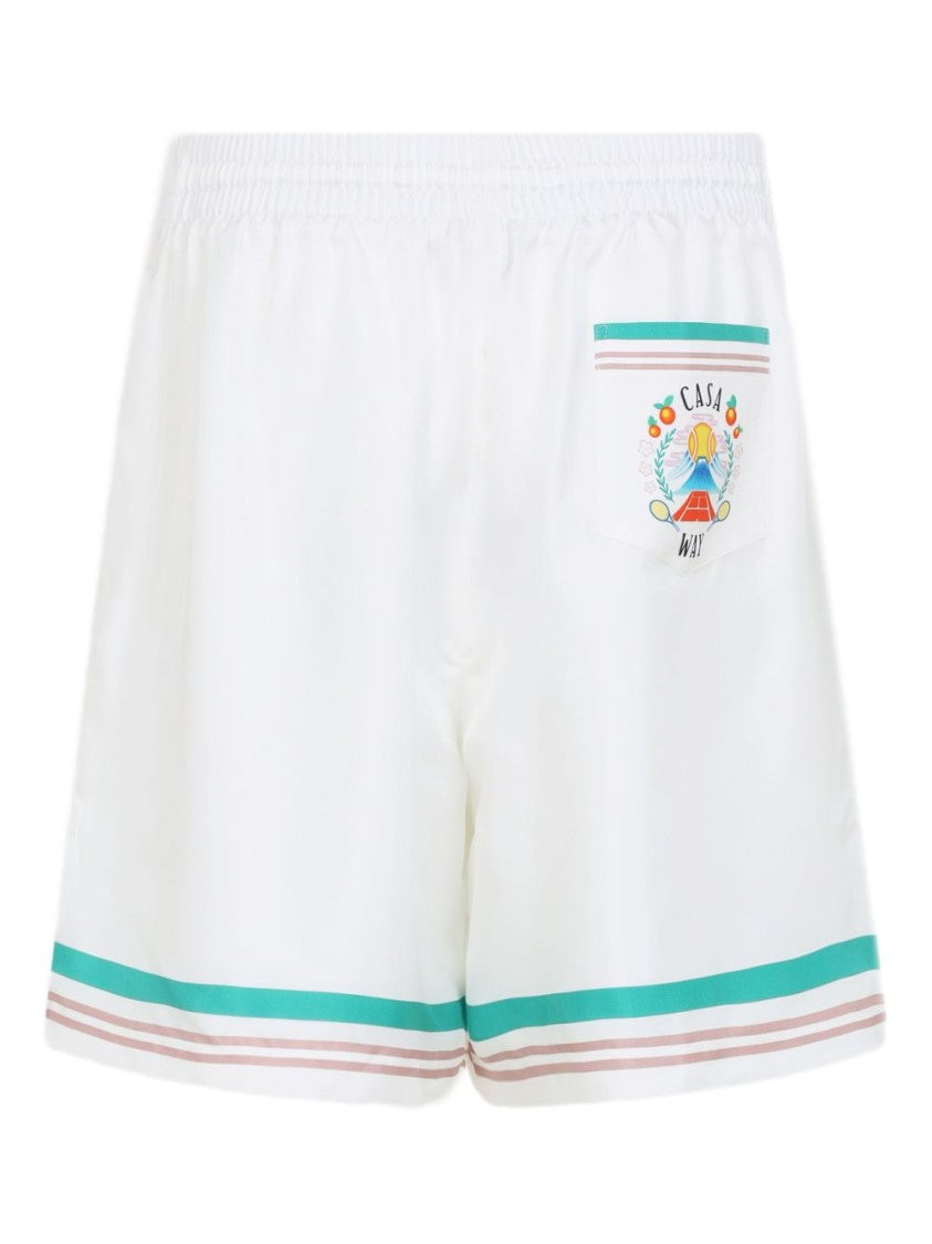 Casablanca White Silk Bermuda Shorts
