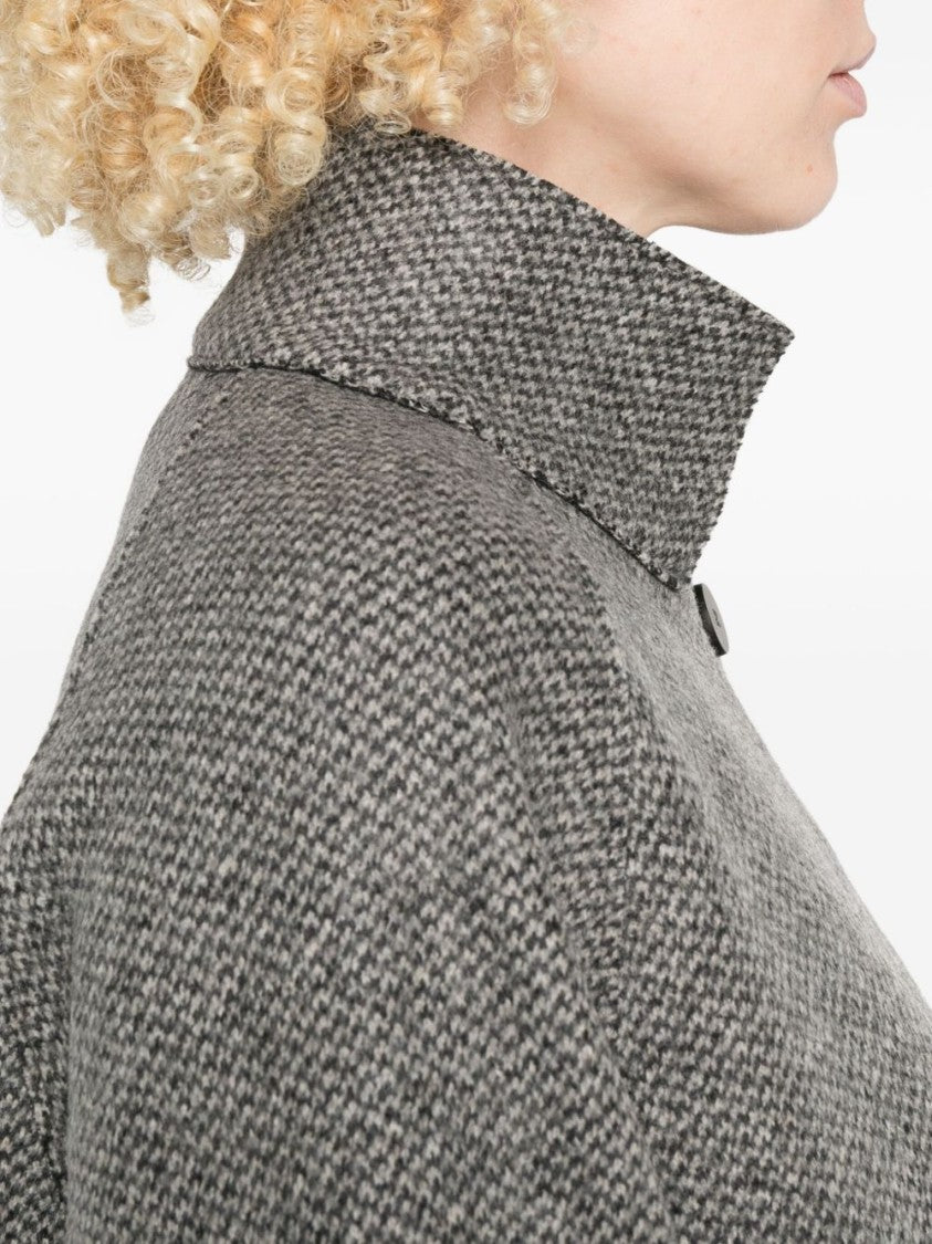 Harris Wharf London Textured Wool-Cashmere Blend Coat With High Collar