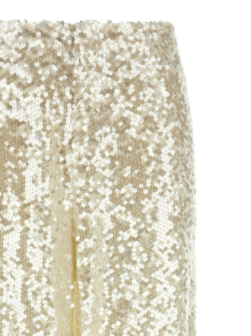 Alberta Ferretti Gold Sequin-Embellished Wide-Leg Pants