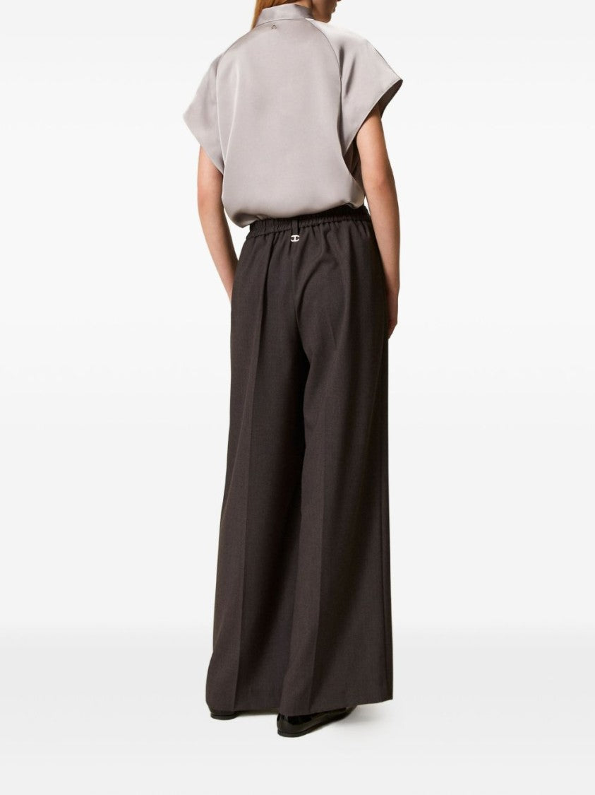 Twin-Set Wide-Leg Trousers With Front Pleats