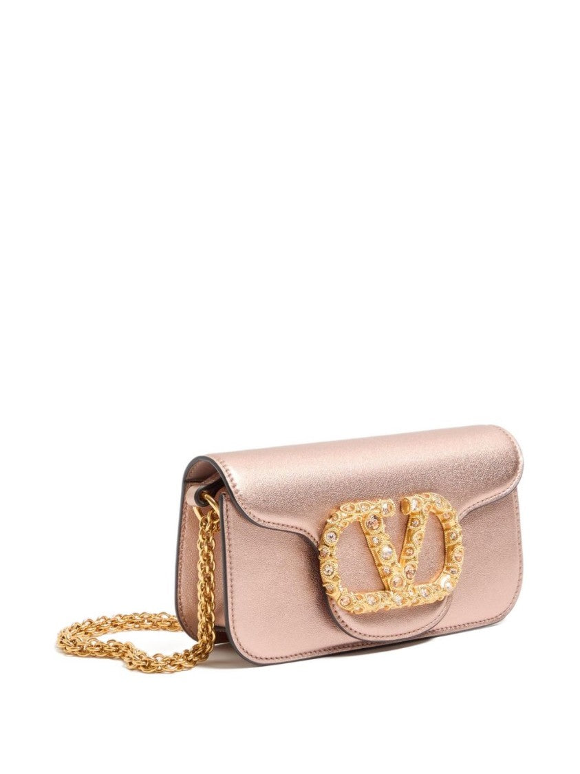 Valentino Garavani Locò Small Laminated Calfskin Shoulder Bag