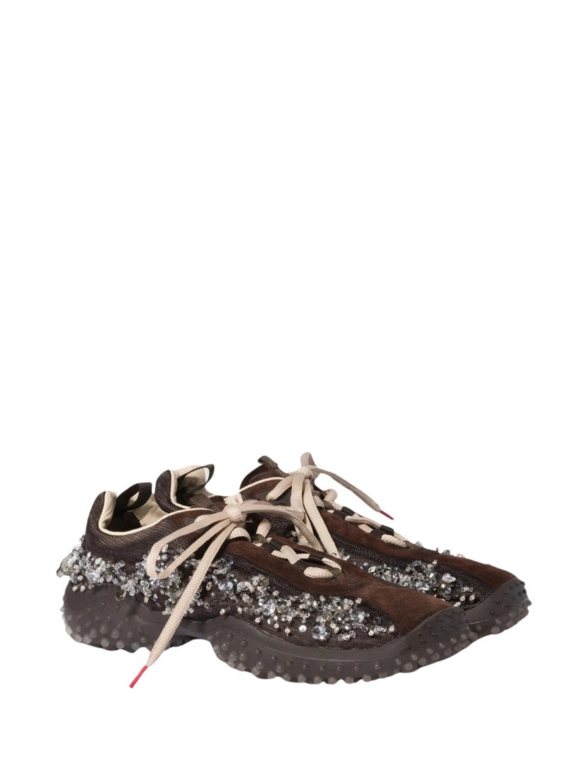 Miu Miu Crystal Embroidery Technical Fabric Bubble Sneakers