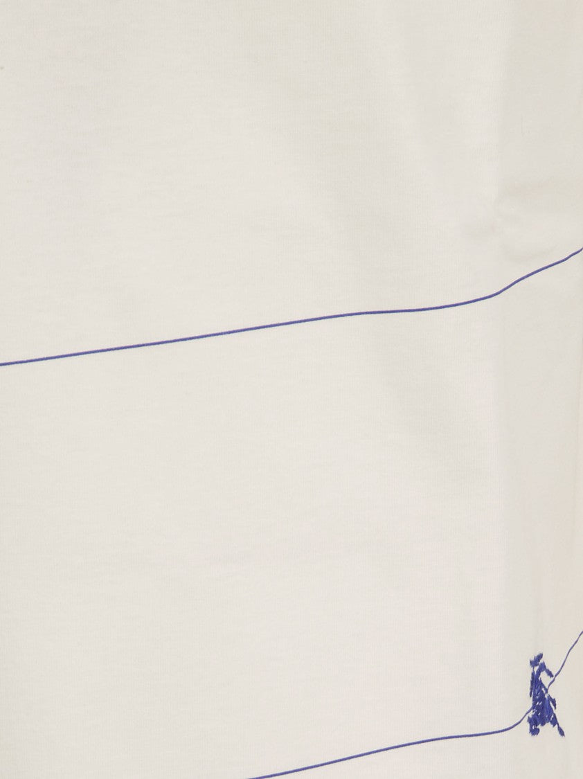 Burberry Casual White T-Shirt With Subtle Stripes