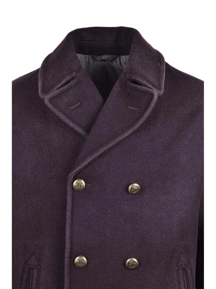 Circolo 1901 Red Double-Breasted Virgin Wool Peacoat