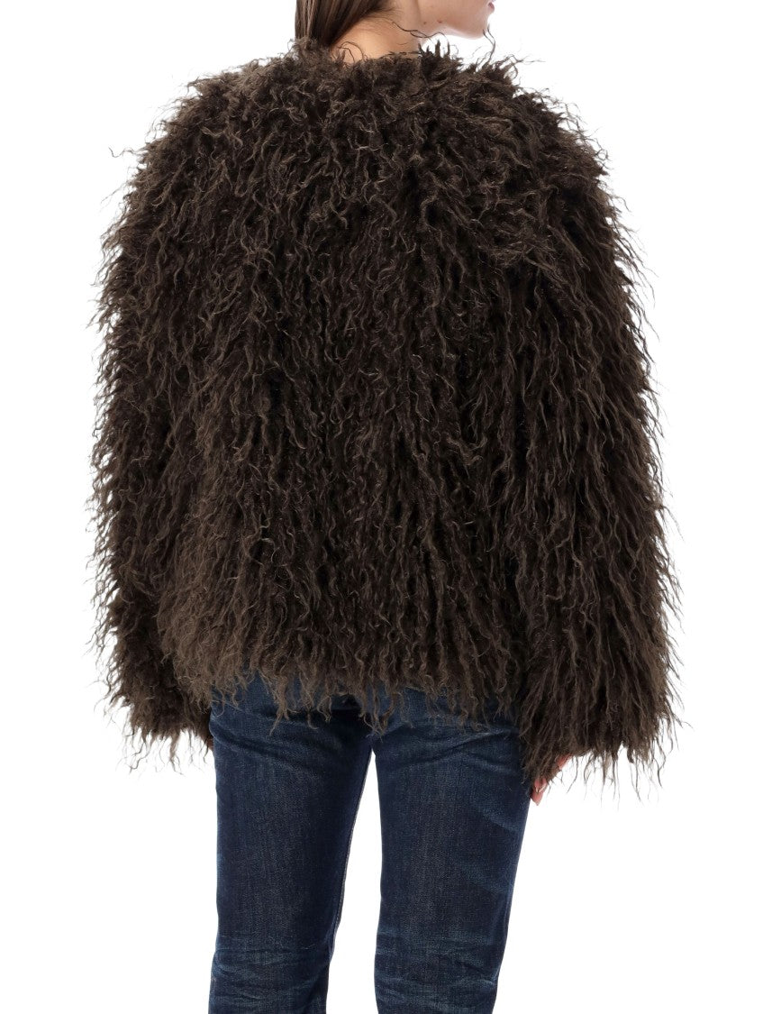 Goldbergh Yua Eco Fur Deep Brown Boxy Faux Fur Jacket