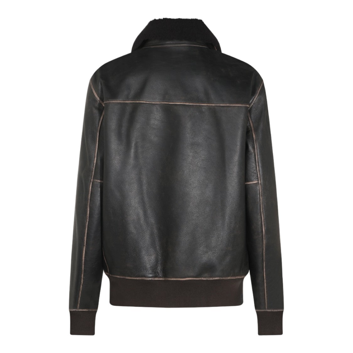 Rag & Bone Classic Bomber Jacket With Shearling Collar And Contrasting Stitching