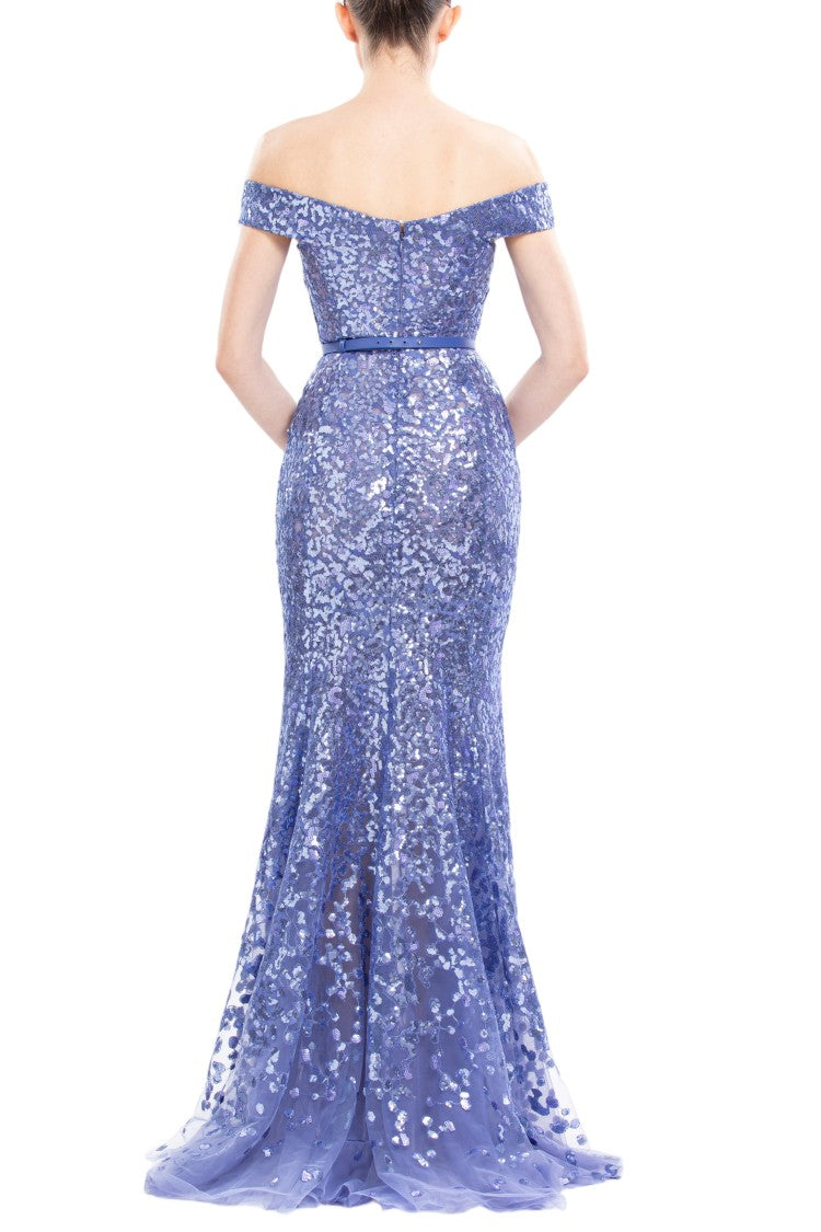 Saiid Kobeisy Off-Shoulder Sequin Embroidered Long Dress