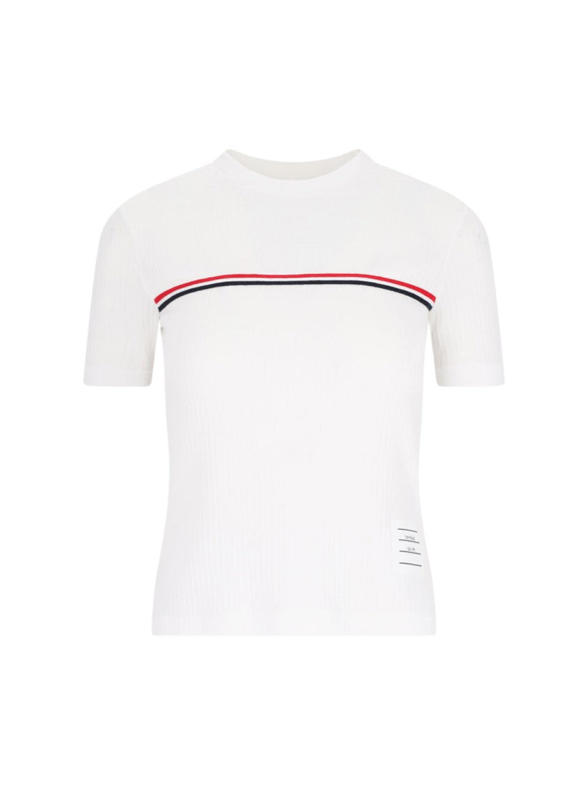 Thom Browne "Three Stripes" Logo T-Shirt – White