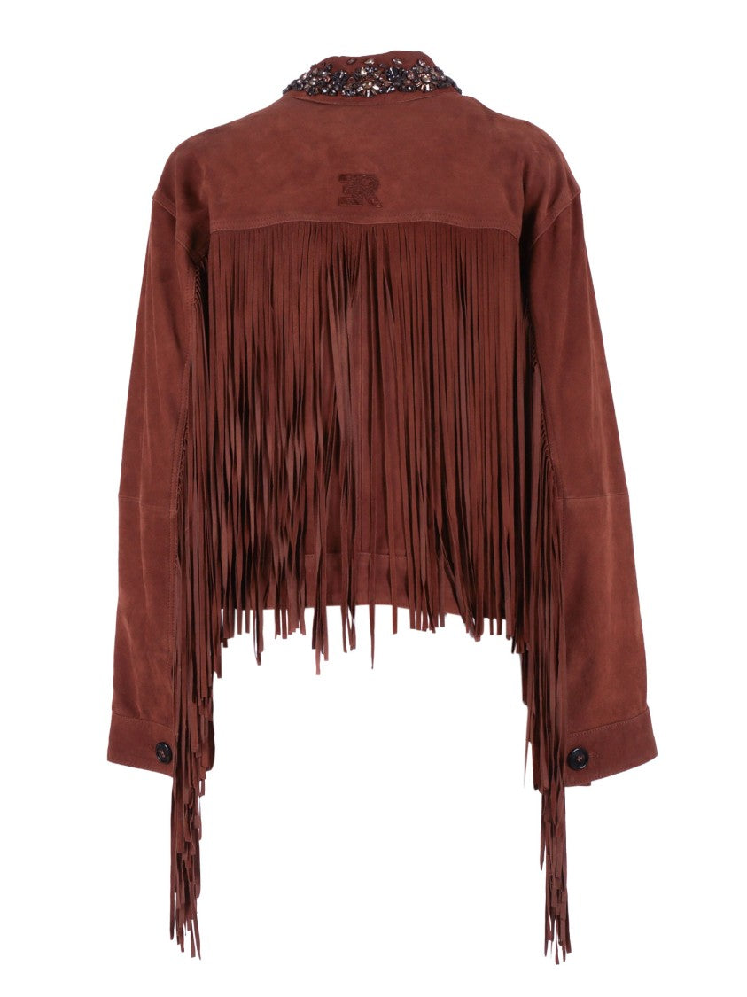 Ermanno Scervino Brown Suede Fringe Jacket