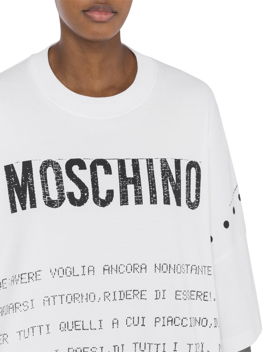 Moschino Oversized White Dress With Graphic Elements