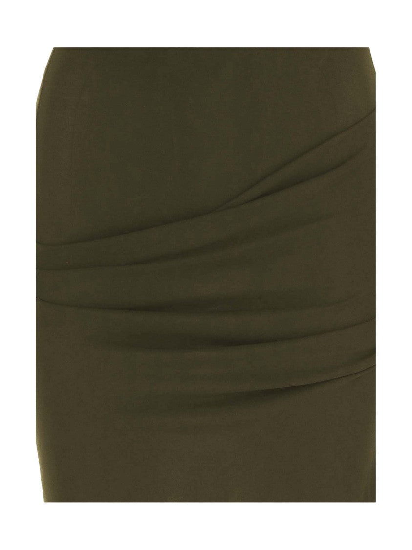 Jacquemus Dark Khaki Viscose Blend Asymmetrical Dress