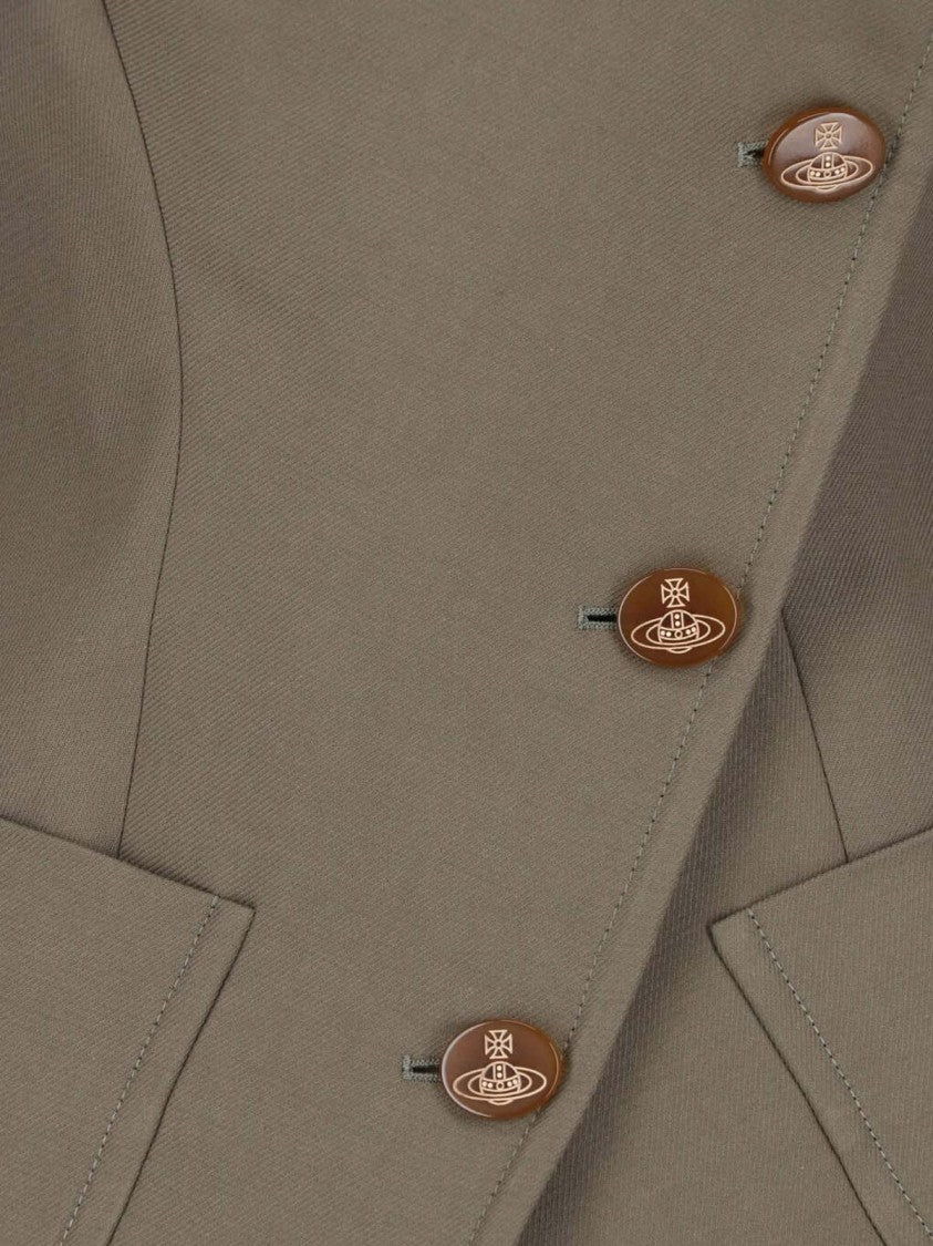 Vivienne Westwood Gale Taupe Wide Collar Cotton-Blend Jacket