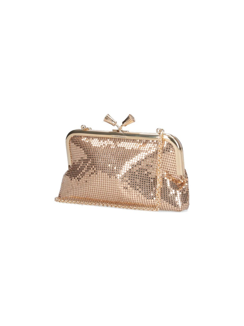 Anya Hindmarch Gold Maud Sequin Mesh Chain Pouch