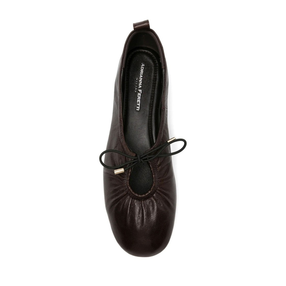 Adrianna Feretti Brown Gathered Bow Accent Leather Flats